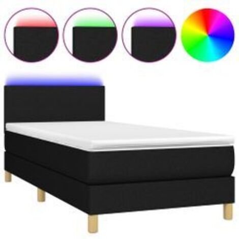 Sommier à lattes de lit avec matelas LED Noir 100x200 Tissu (1/5)