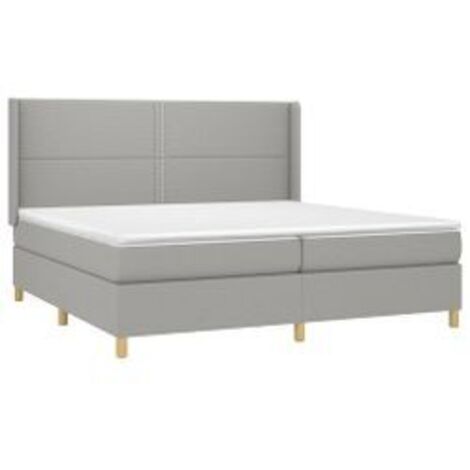 Sommier à lattes de lit matelas LED Gris clair 200x200 Tissu (1/5)