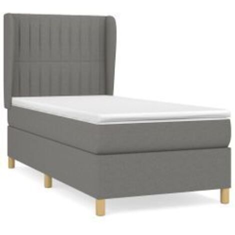 Sommier à lattes de lit avec matelas Gris foncé 100x200 Tissu (1/5)