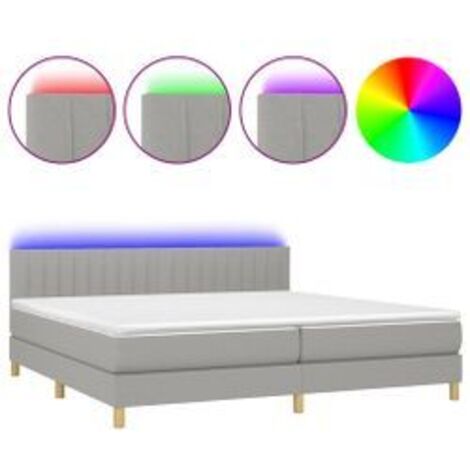 Sommier à lattes de lit matelas LED Gris clair 200x200 Tissu (1/5)
