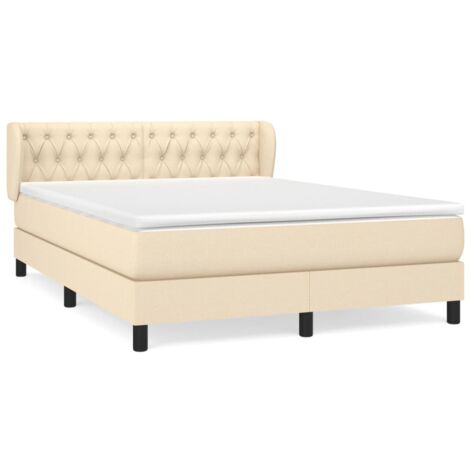 Sommier à lattes de lit avec matelas Crème 140x190 Tissu (1/5)