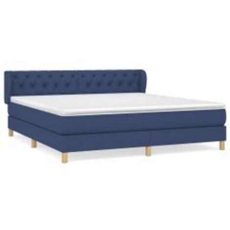 Sommier à lattes de lit avec matelas Bleu 160x200 Tissu (1/5)