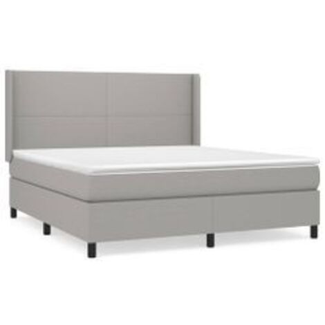 Sommier à lattes de lit avec matelas Gris clair 180x200 Tissu (1/5)