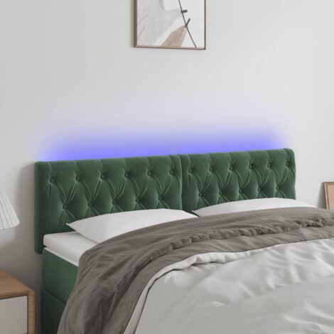 Tête de lit à LED Vert foncé 160x7x78-88 Velours (1/5)