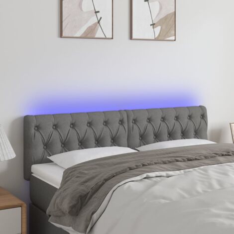 Tête de lit à LED Gris foncé 160x7x78-88 Tissu (1/5)