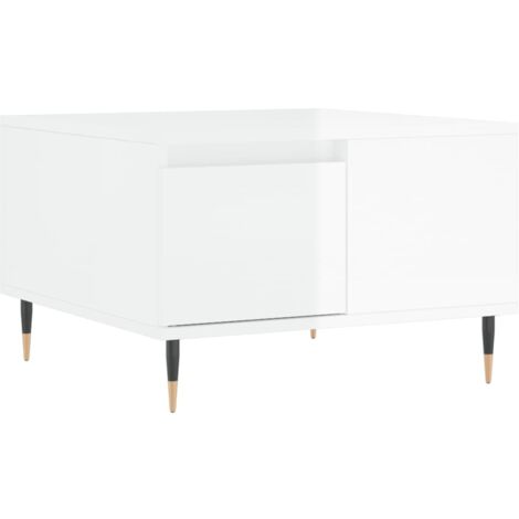 Table basse blanc brillant 55x55x36,5 bois d'ingénierie (1/5)