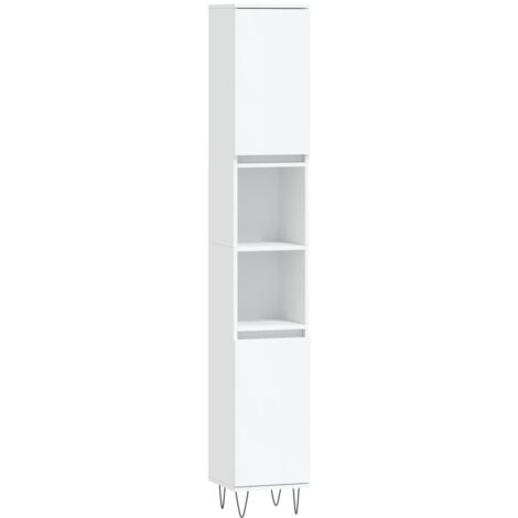 Armoire de salle de bain blanc 30x30x190 bois d'ingénierie (1/5)