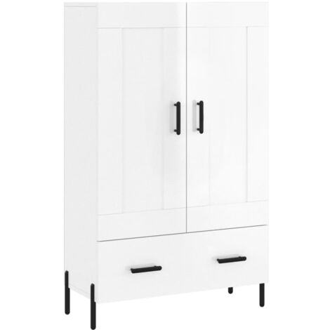 Buffet haut blanc brillant 69,5x31x115 bois d'ingénierie (1/5)