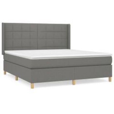 Sommier à lattes de lit avec matelas Gris foncé 160x200 Tissu (1/5)