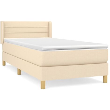 Sommier à lattes de lit et matelas Crème 90x190 Tissu (1/5)
