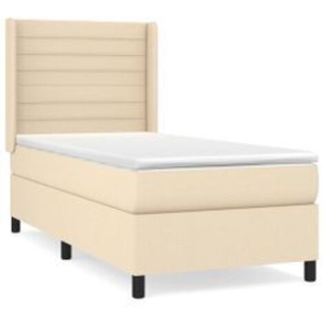 Sommier à lattes de lit et matelas Crème 90x190 Tissu (1/5)