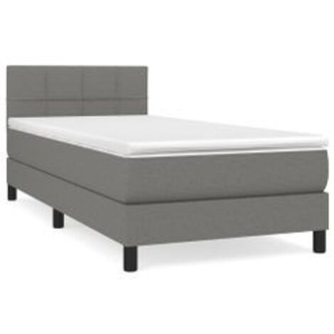 Sommier à lattes de lit avec matelas Gris foncé 100x200 Tissu (1/5)