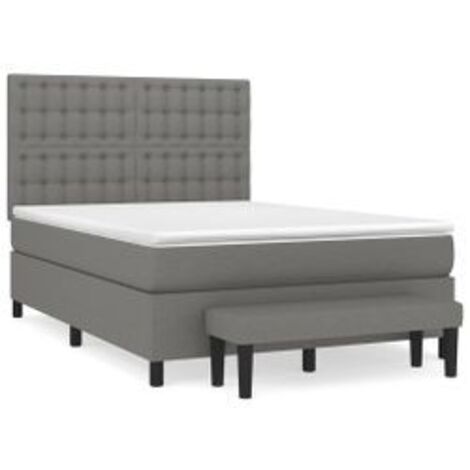 Sommier à lattes de lit avec matelas Gris foncé 140x190 Tissu (1/5)