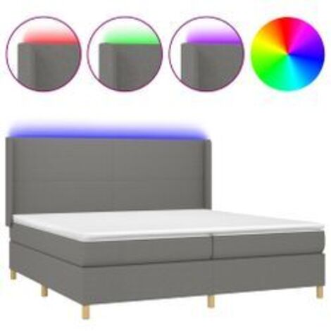 Sommier à lattes de lit matelas LED Gris foncé 200x200 Tissu (1/5)