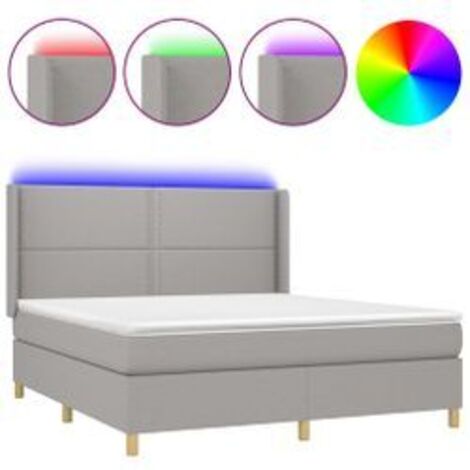 Sommier à lattes de lit matelas LED Gris clair 180x200 Tissu (1/5)