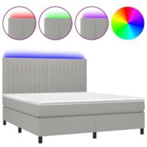 Sommier à lattes de lit et matelas et LED Gris clair 180x200 (1/5)