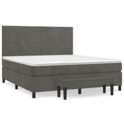 Sommier à lattes de lit et matelas Gris foncé 180x200 Velours (1/5)