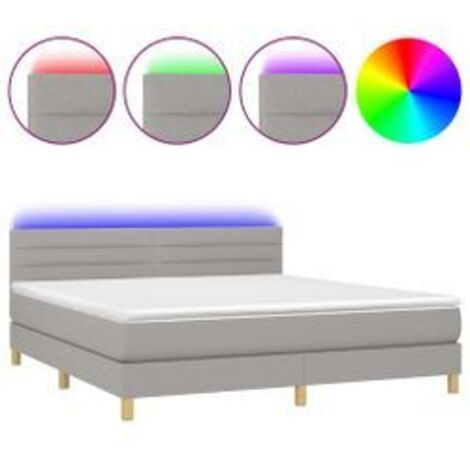 Sommier à lattes de lit matelas et LED Gris clair 160x200 (1/5)