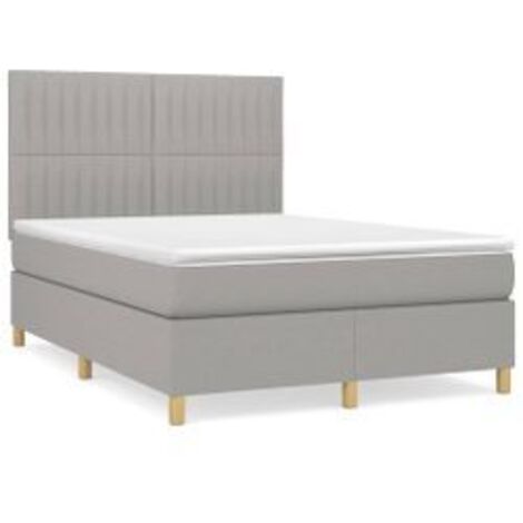 Sommier à lattes de lit avec matelas Gris clair 140x190 Tissu (1/5)