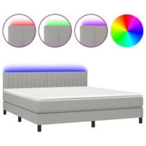 Sommier à lattes de lit matelas LED Gris clair 160x200 Tissu (1/5)