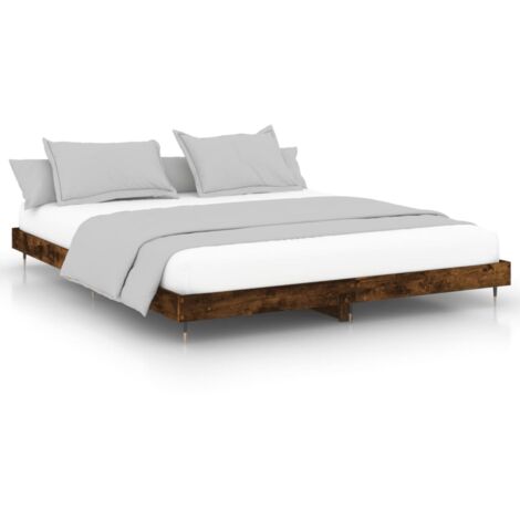 Cadre de lit chêne fumé 200x200 bois d'ingénierie (1/5)