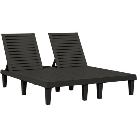 Chaise longue double noir 155x138x83 polypropylène (1/5)