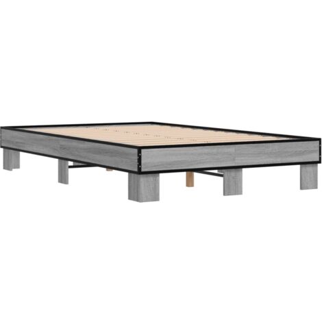 Cadre de lit sonoma gris 120x200 bois d'ingénierie et métal (1/5)