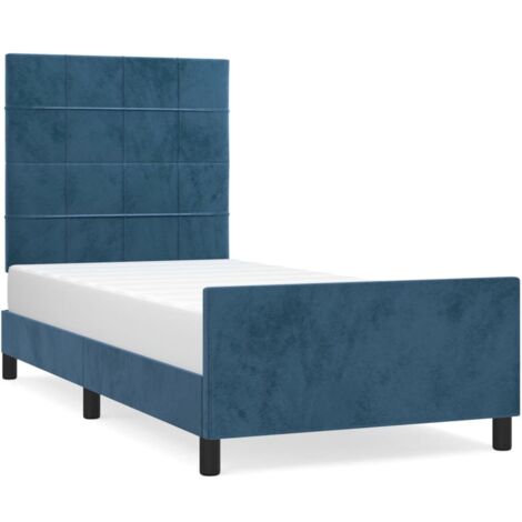 Cadre de lit avec tête de lit Bleu foncé 100x200 Velours (1/5)