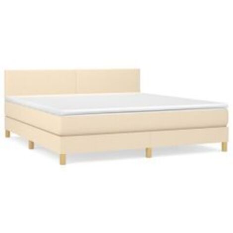 Sommier à lattes de lit avec matelas Crème 180x200 Tissu (1/5)