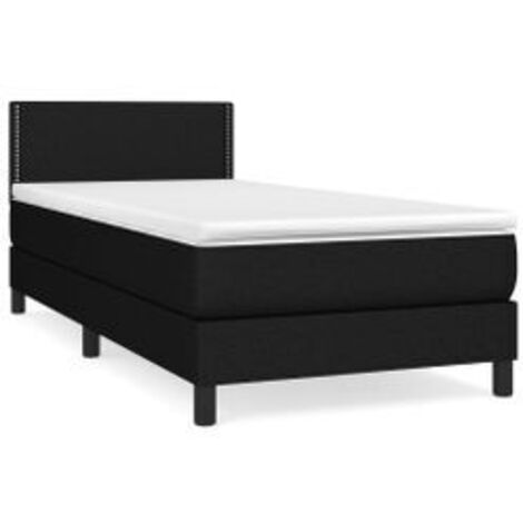 Sommier à lattes de lit avec matelas Noir 100x200 Tissu (1/5)