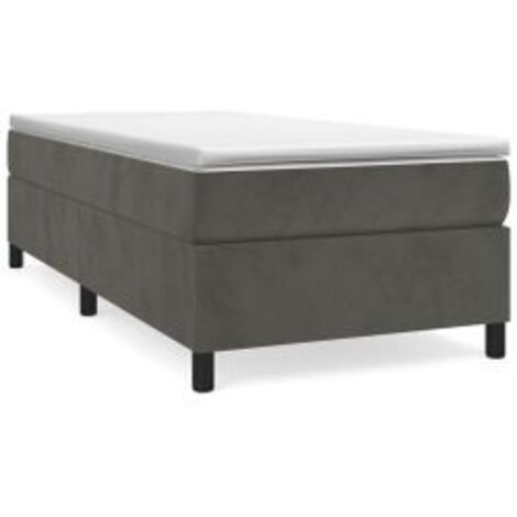 Sommier à lattes de lit et matelas Gris foncé 90x200 Velours (1/5)