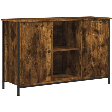 Meuble TV chêne fumé 100x35x65 bois d'ingénierie (1/5)