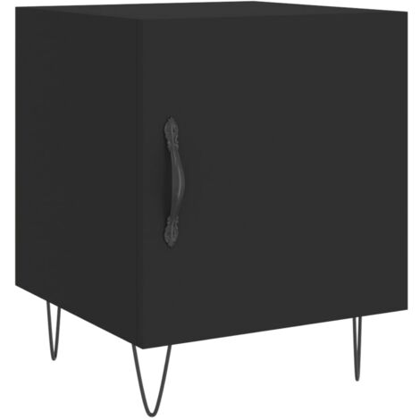 Table de chevet noir 40x40x50 bois d’ingénierie (1/5)