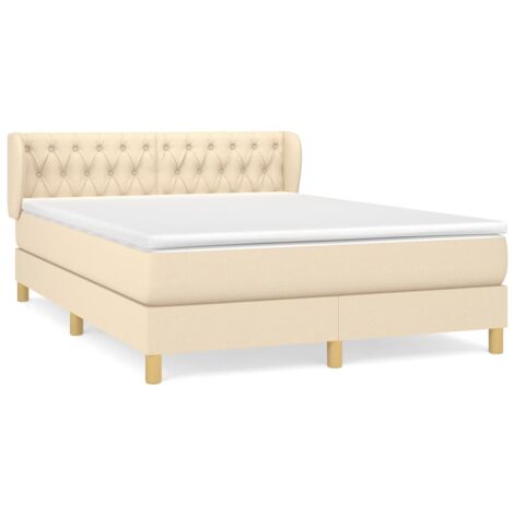Sommier à lattes de lit avec matelas Crème 140x190 Tissu (1/5)