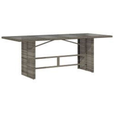 Table de jardin avec dessus en verre gris résine tressée (1/5)