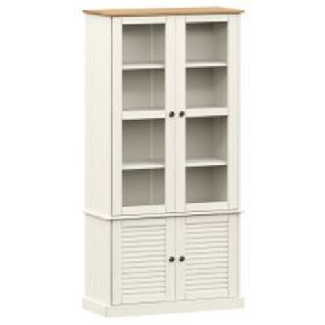 Vitrine en verre VIGO blanc 85x35x170 bois massif de pin