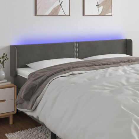 Tête de lit à LED Gris foncé 183x16x78-88 Velours (1/5)
