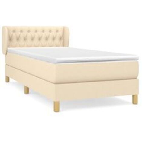 Sommier à lattes de lit avec matelas Crème 90x200 Tissu (1/5)