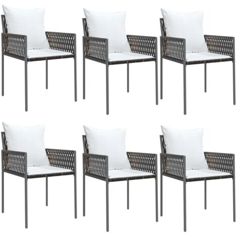Chaises de jardin et coussins lot de 6 marron 54x61x83 rotin (1/5)