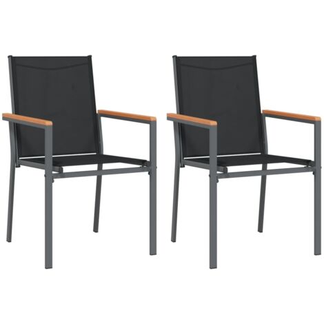 Chaises de jardin lot de 2 noir 55x61,5x90 textilène et acier (1/5)