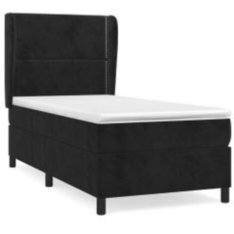 Sommier à lattes de lit avec matelas Noir 90x200 Velours (1/5)