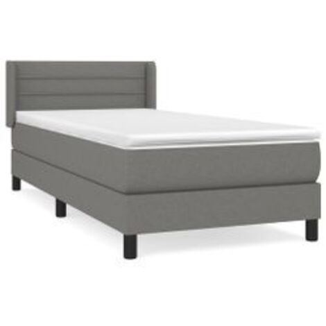 Sommier à lattes de lit avec matelas Gris foncé 100x200 Tissu (1/5)