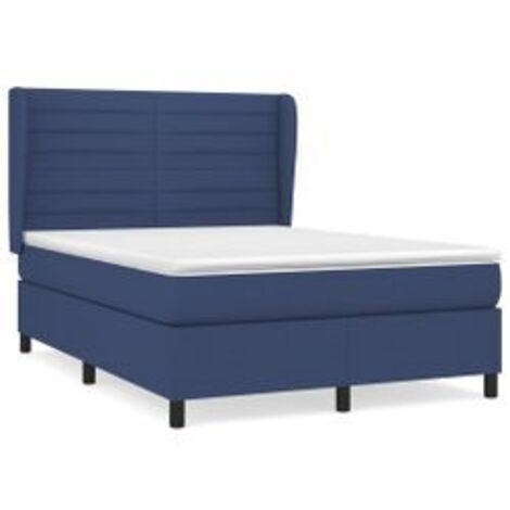 Sommier à lattes de lit avec matelas Bleu 140x200 Tissu (1/5)