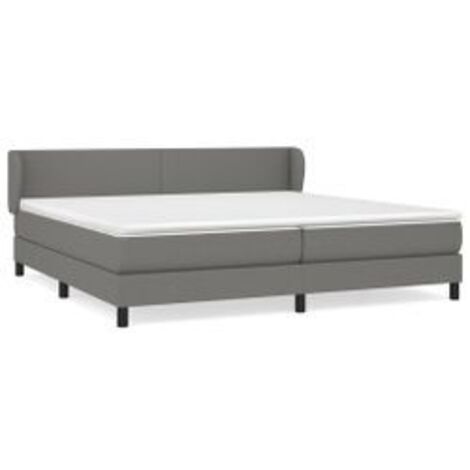 Sommier à lattes de lit avec matelas Gris foncé 200x200 Tissu (1/5)