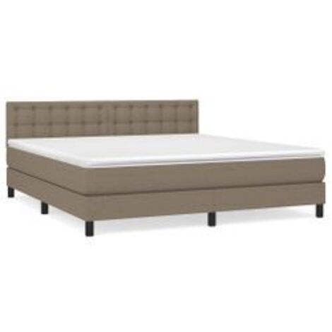 Sommier à lattes de lit avec matelas Taupe 160x200 Tissu (1/5)