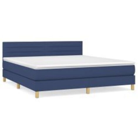 Sommier à lattes de lit avec matelas Bleu 160x200 Tissu (1/5)