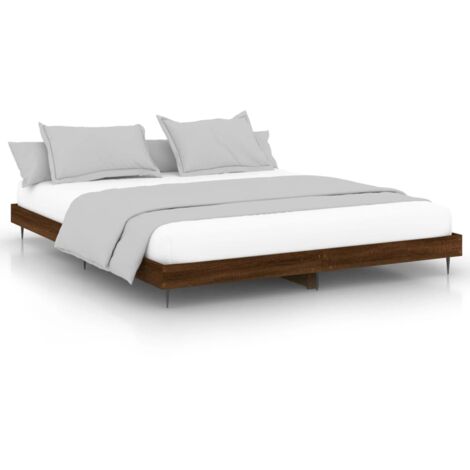 Cadre de lit chêne marron 200x200 bois d'ingénierie (1/5)