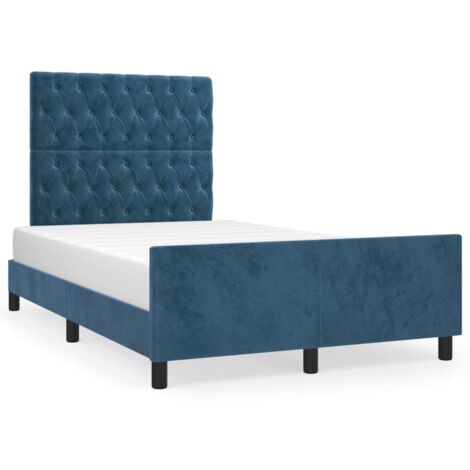 Cadre de lit avec tête de lit bleu foncé 120x190 velours (1/5)