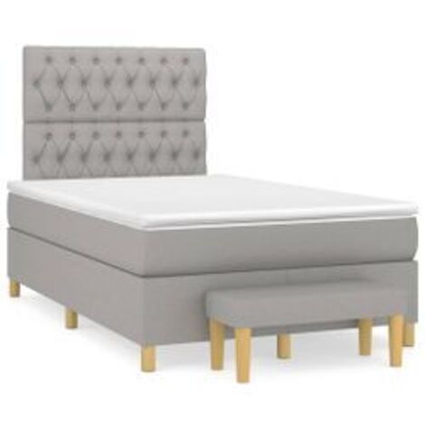 Sommier à lattes de lit avec matelas Gris clair 120x200 Tissu (1/5)