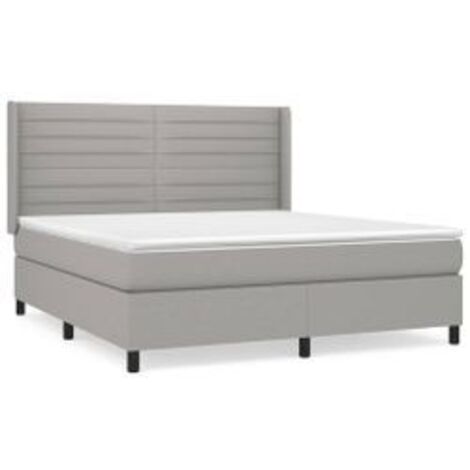Sommier à lattes de lit avec matelas Gris clair 180x200 Tissu (1/5)